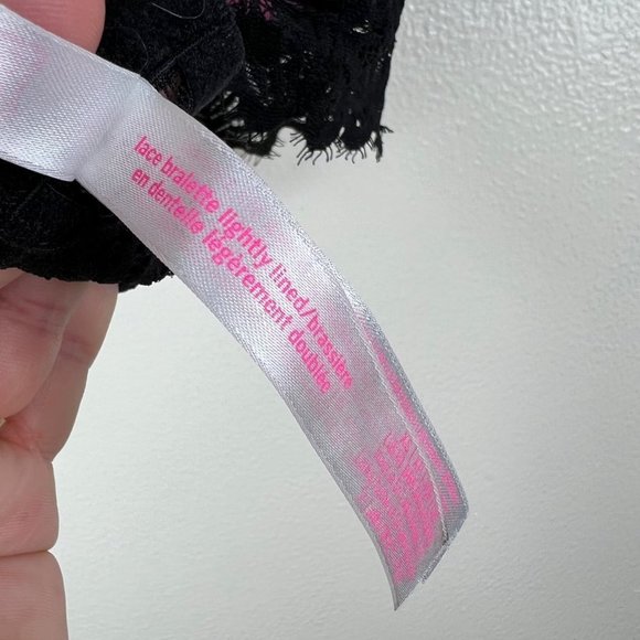 PINK by Victoria's Secret Black Padded Lightly Lined Lace Halter Bralette Size X - Picture 7 of 8